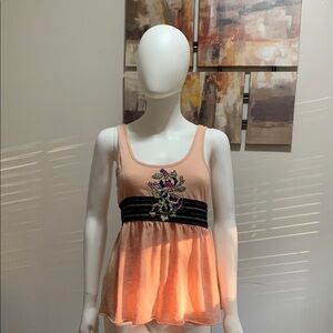 Free People Embellished peach Sleeveless Tank Top